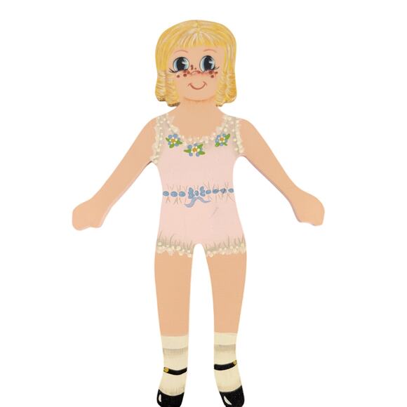 Vintage Wooden Paper Dolls with Handmade Outfits Set of 2 Collectible - Picture 8 of 16